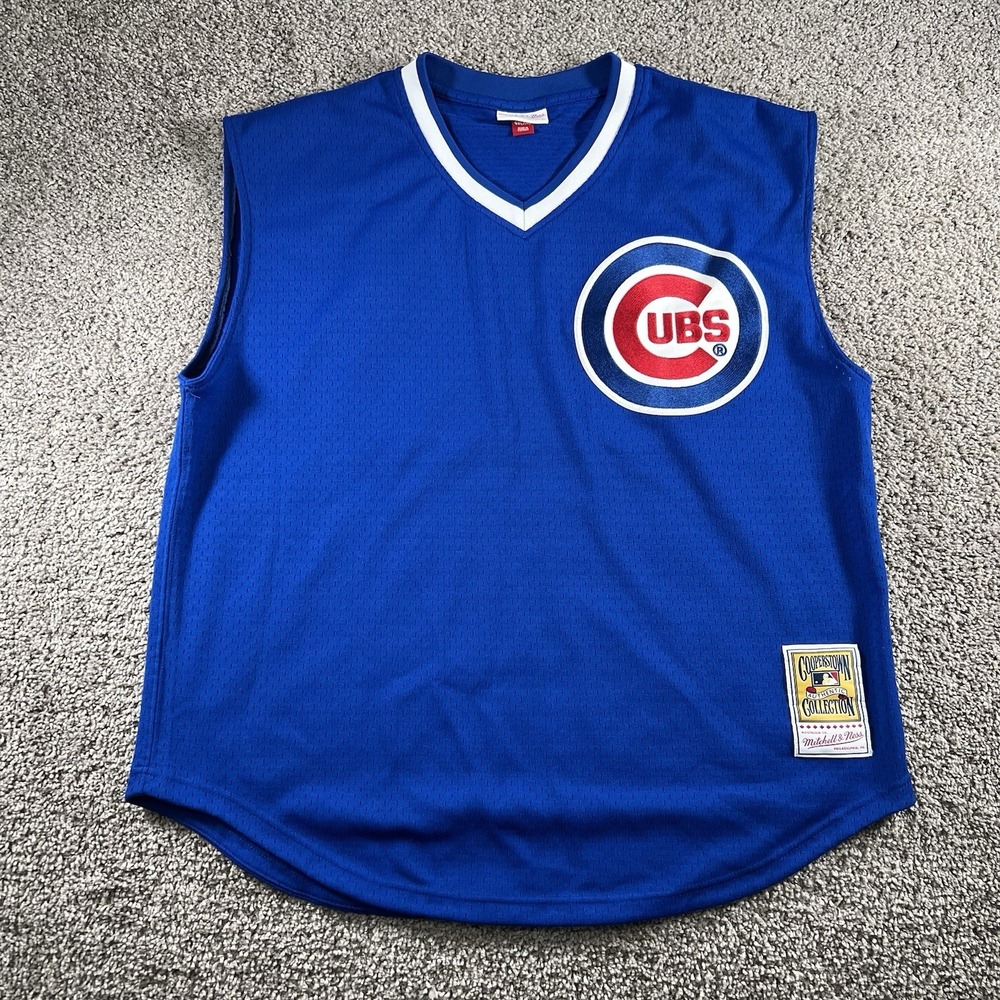 Ryne Sandberg Cubs Mitchell & Mess Jersey Men XL 48 Mesh Cut Off Sleeveless Logo